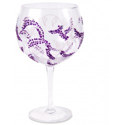 Purple Flowers - 24 oz Hand Decorated Glass