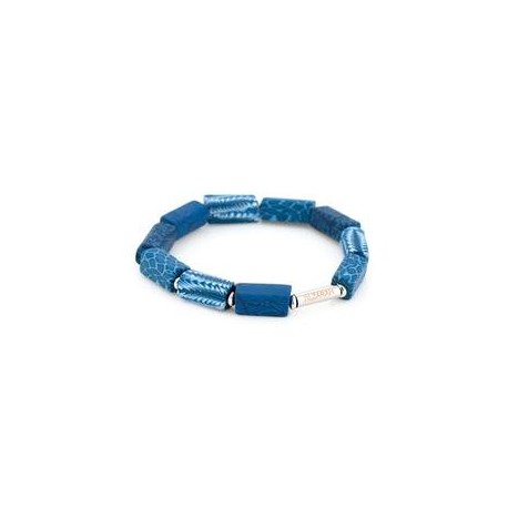 Navajo Blue Square Beaded Bracelet (Silver)