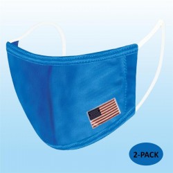 Blue Protective Reusable Face Mask 2 Layers Cloth Mask with Flag (Pack of 2)