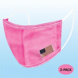 Pink Protective Reusable Face Mask 2 Layers Cloth Mask with Flag (Pack of 2)