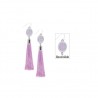 French Lavender Silver Tassel Earrings
