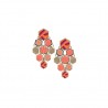 Coral Crush Gold Hexagon Chandelier Earrings