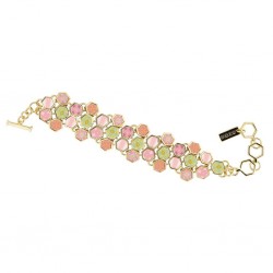 Pink Salt Gold Hexagon Toggle Bracelet
