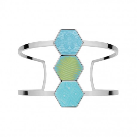 Seaside Blue Rhodium Hexagon Cuff Bracelet
