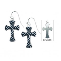 Black White Reversible Cross Earrings