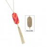 Coral Crush Gold Hexagon Tassel Necklace