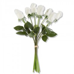 17.5” White Real Touch Rose Bud Bouquet