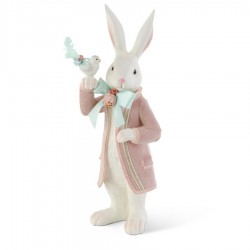 21.25” Resin Easter Bunny in Pink Velvet Coat