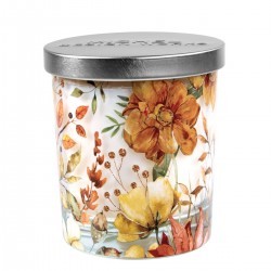 Fall Leaves & Flowers Candle Jar with Lid