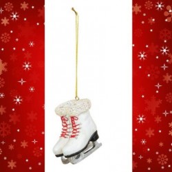 Ice Skate Ornament White Skates w/Red Laces