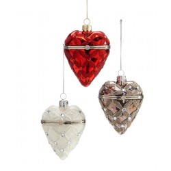 Glass Heart Ornament Cream