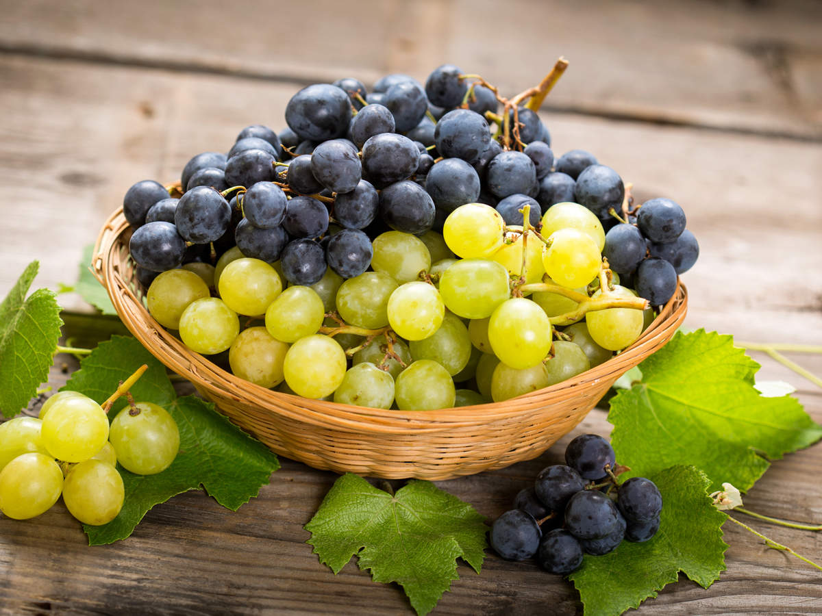 grapes in basket